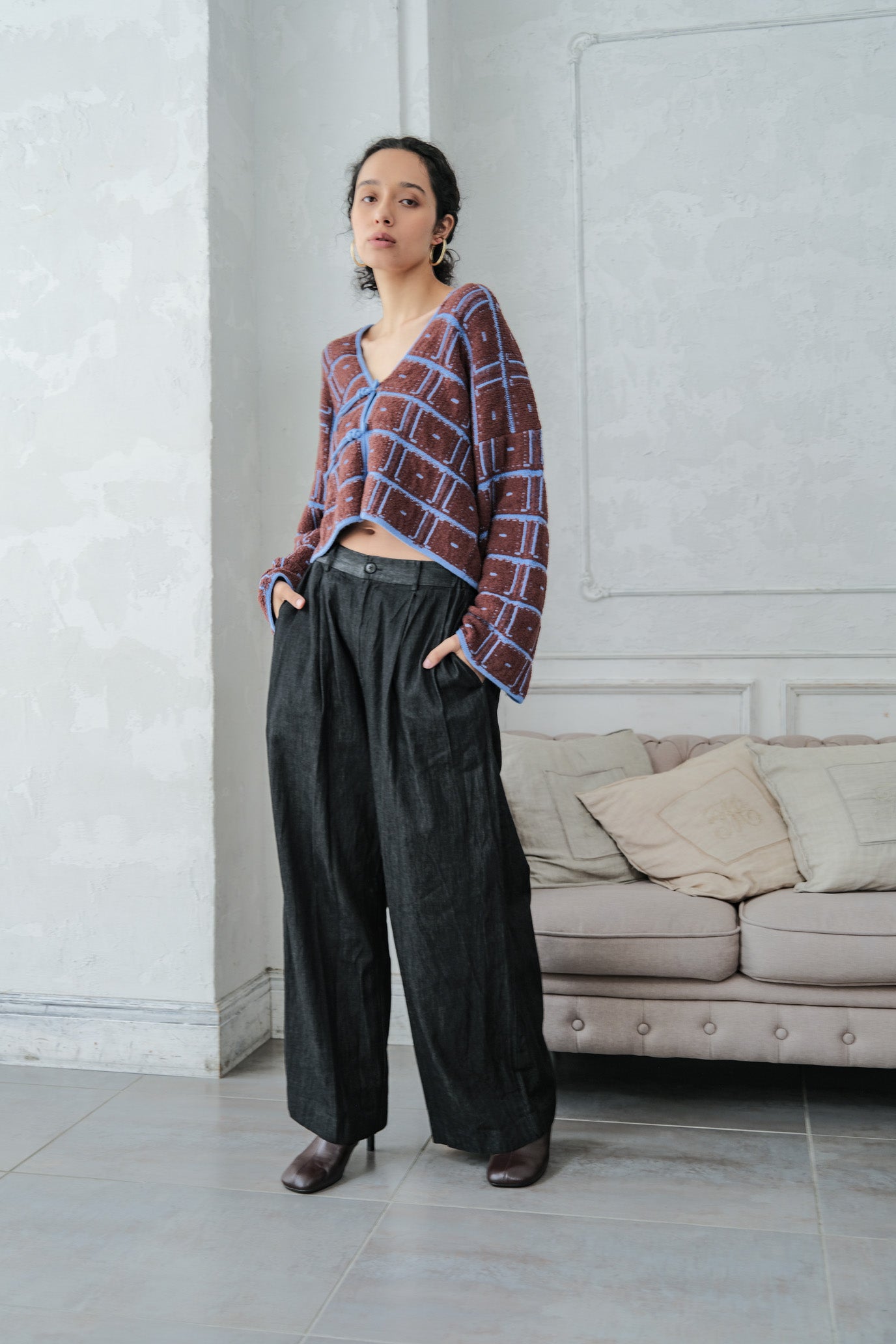 Reversible Geometric Drop Cardigan