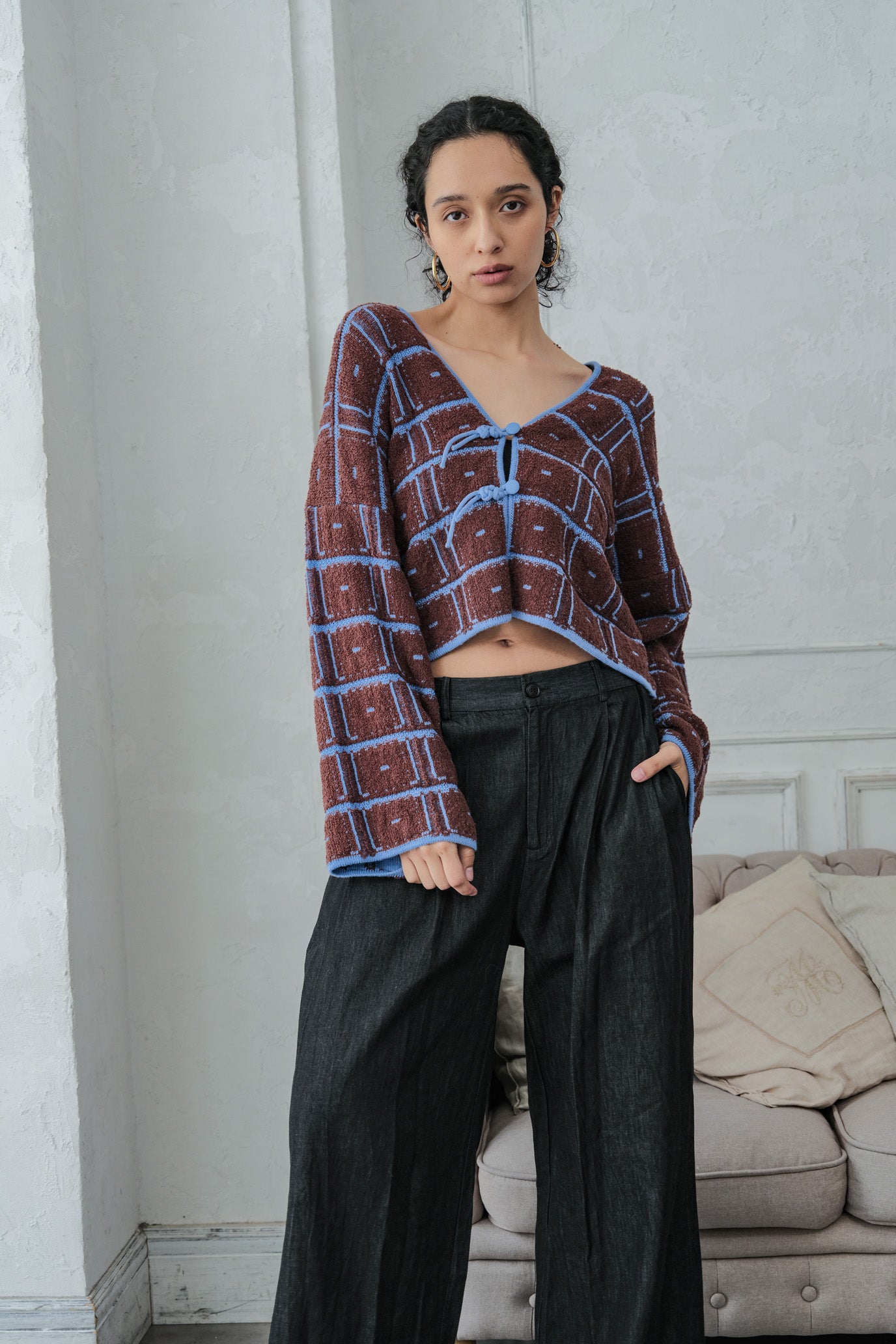 Reversible Geometric Drop Cardigan