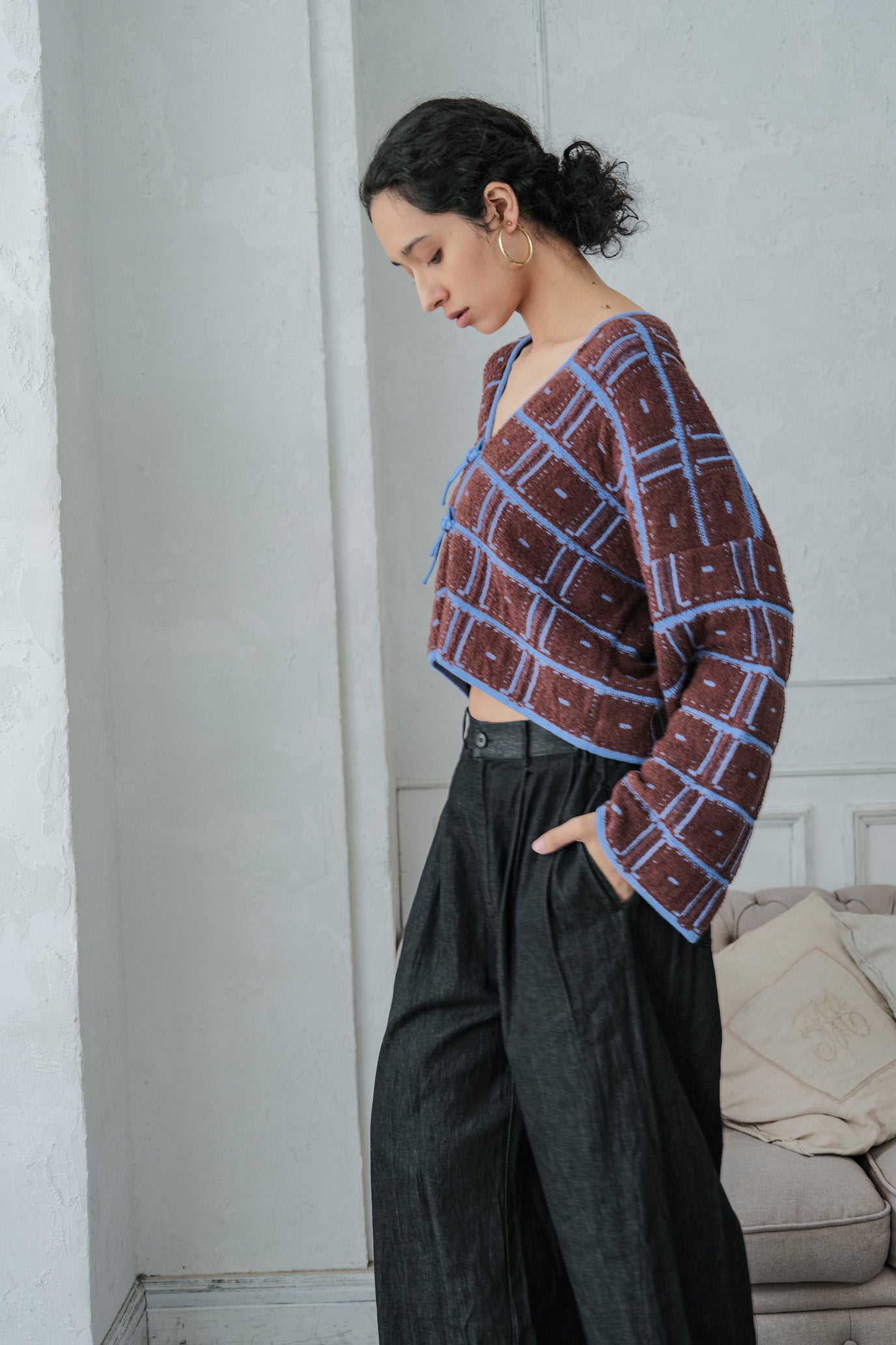 Reversible Geometric Drop Cardigan
