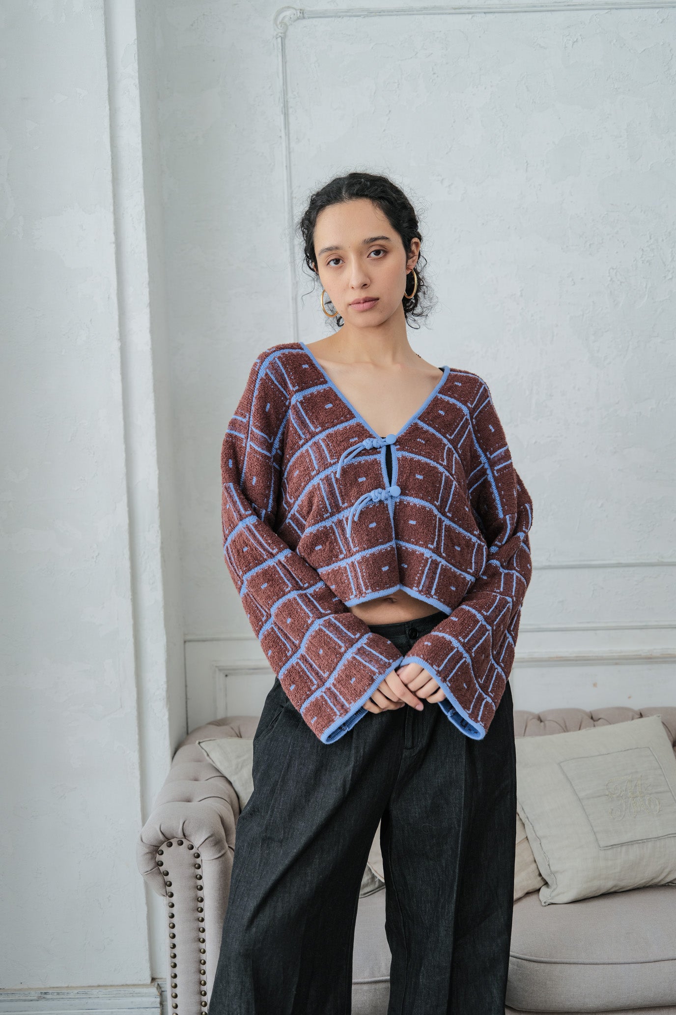Reversible Geometric Drop Cardigan