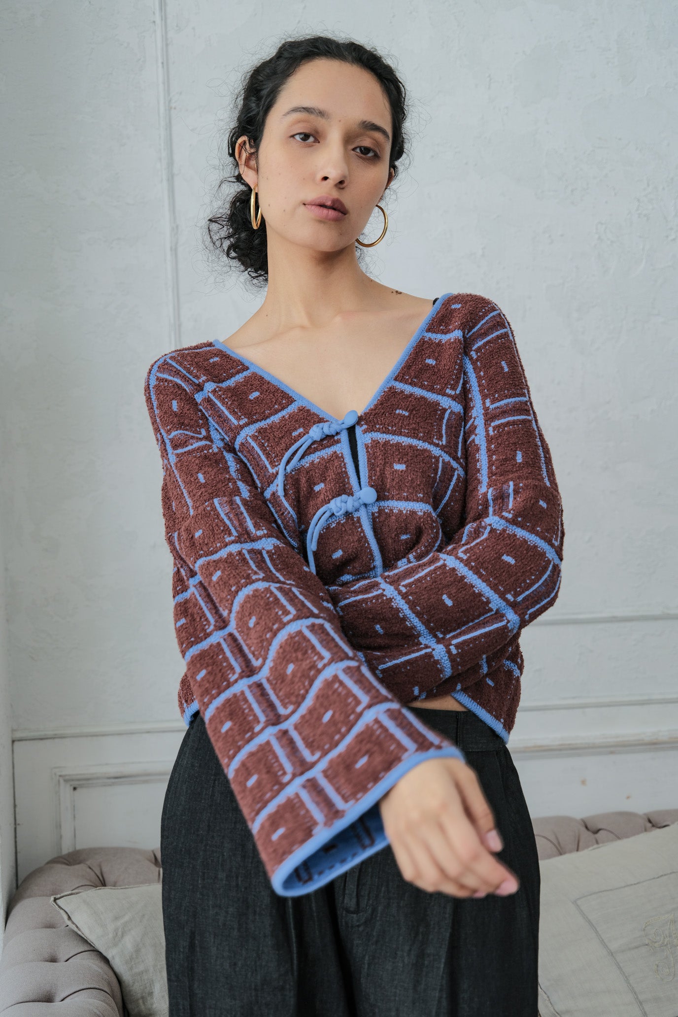 Reversible Geometric Drop Cardigan