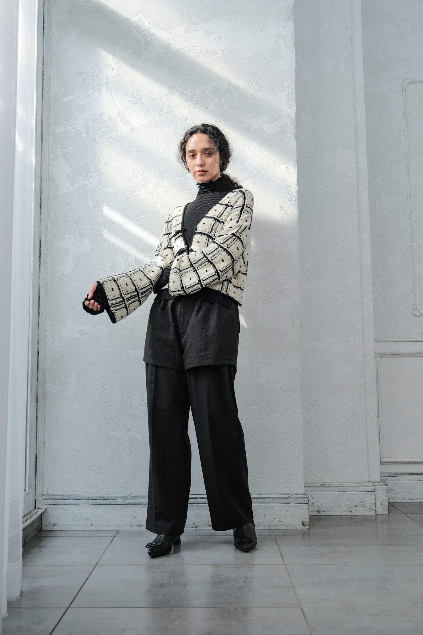 Reversible Geometric Drop Cardigan