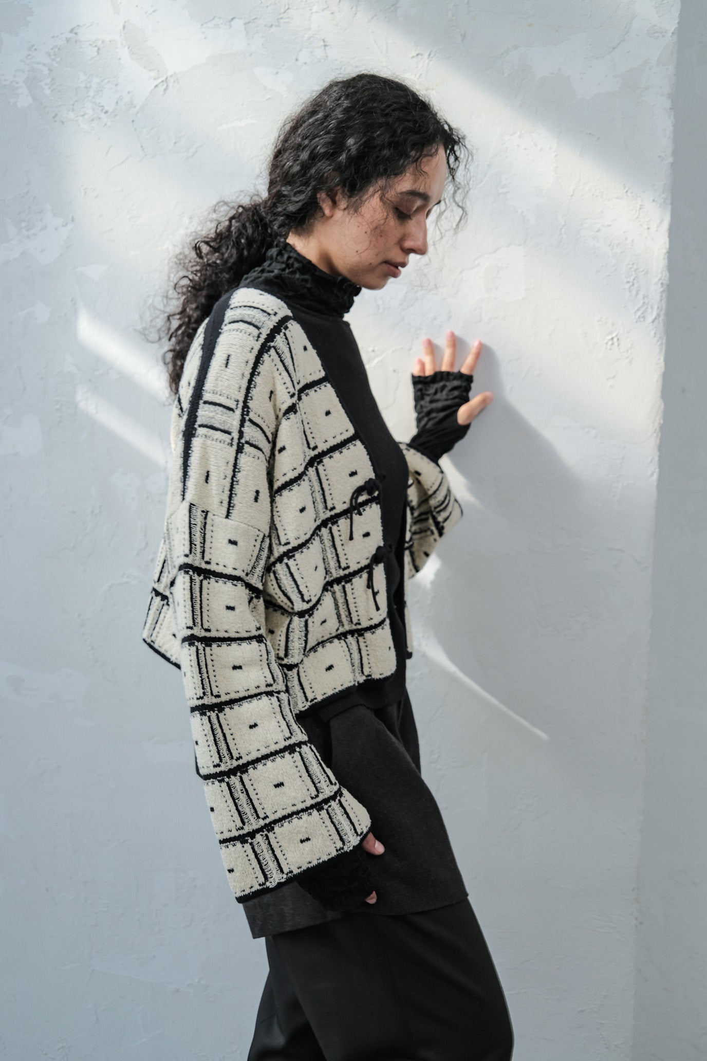 Reversible Geometric Drop Cardigan