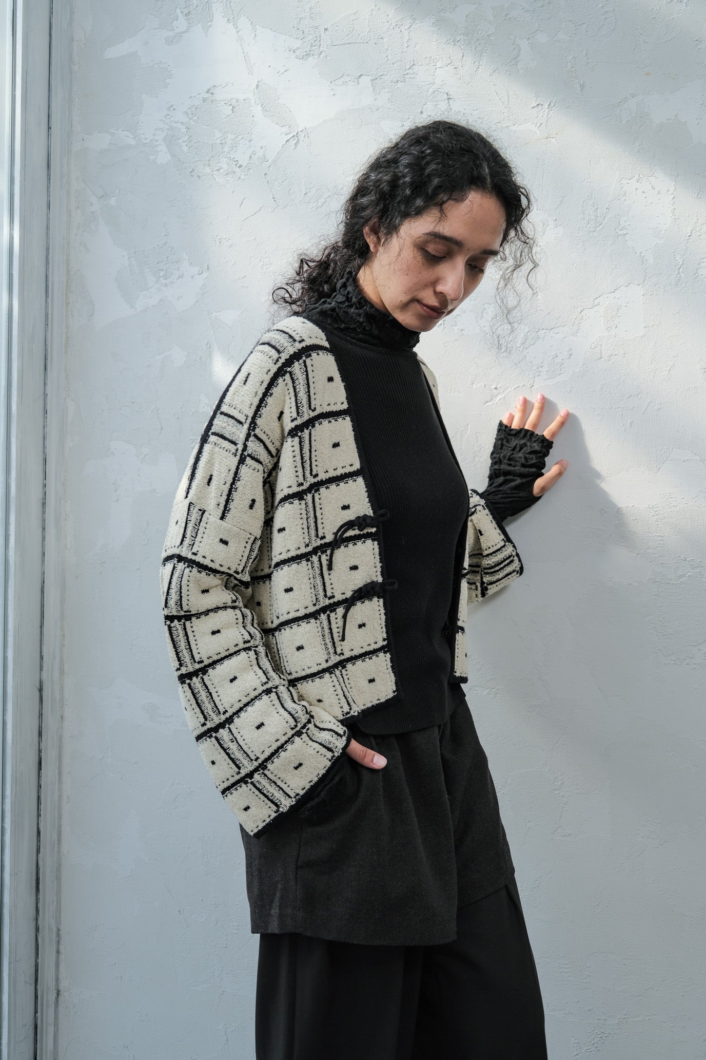 Reversible Geometric Drop Cardigan