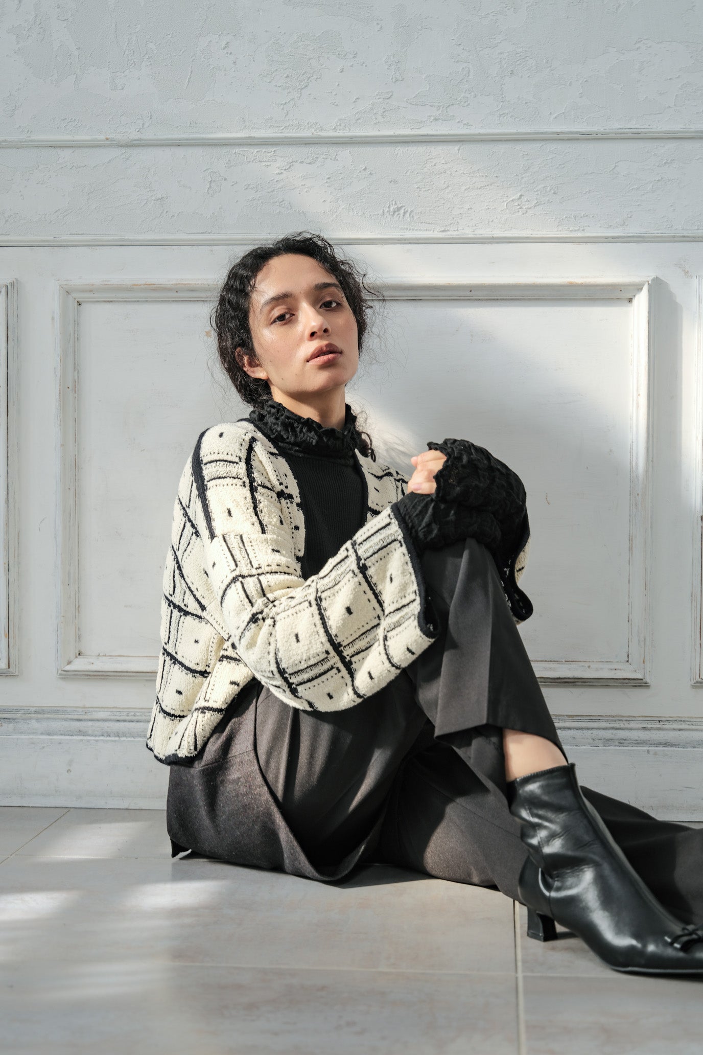 Reversible Geometric Drop Cardigan