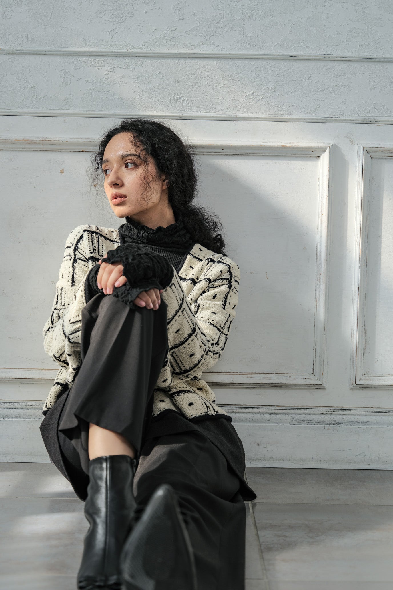 Reversible Geometric Drop Cardigan
