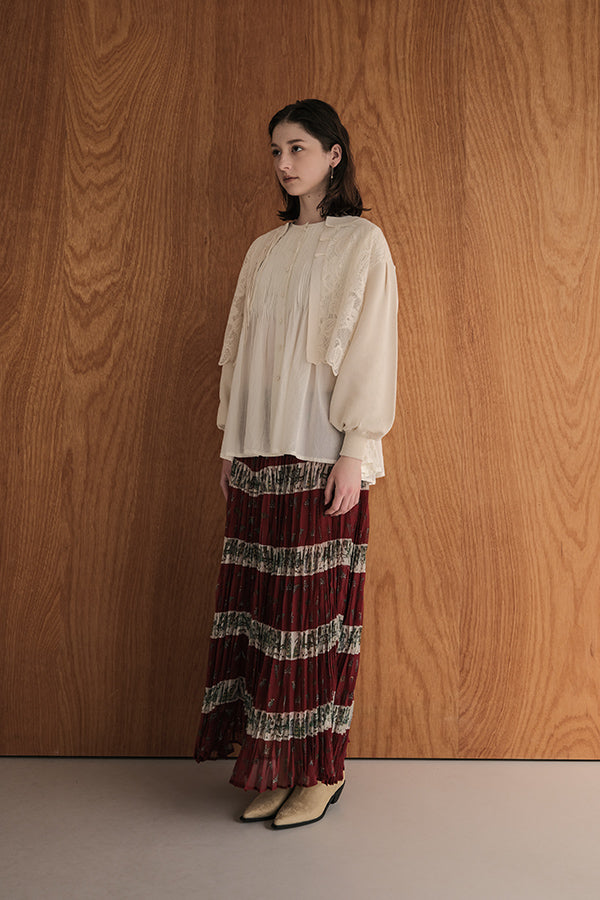 Vintage Print Random Pleated Skirt