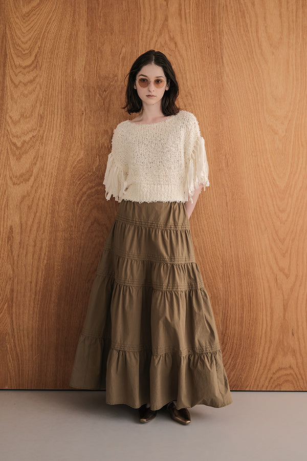 Tape Yarn Fringe Pullover