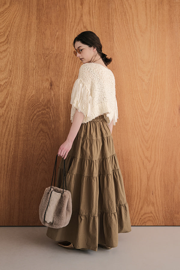 Tape Yarn Fringe Pullover
