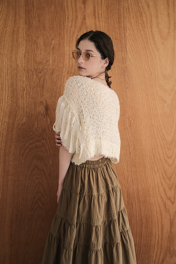 Tape Yarn Fringe Pullover