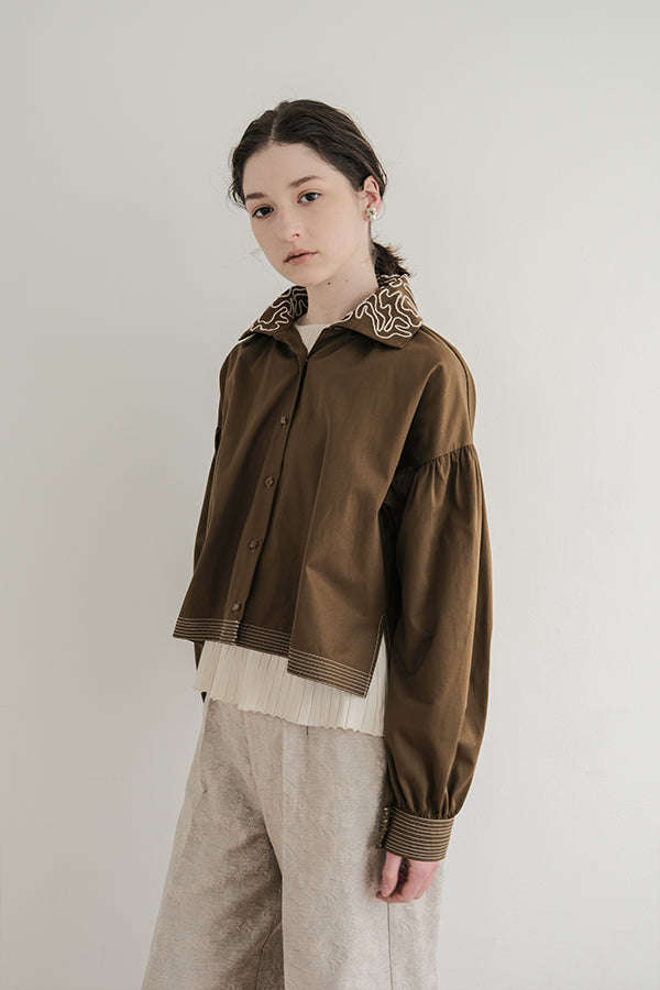 Cord Embroidered Collar Blouse