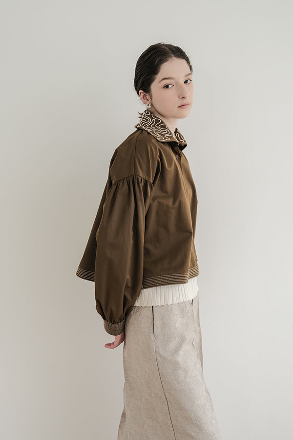 Cord Embroidered Collar Blouse