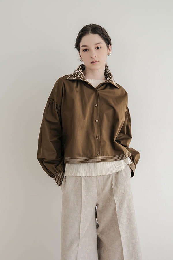 Cord Embroidered Collar Blouse