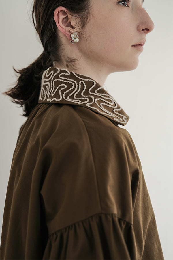 Cord Embroidered Collar Blouse
