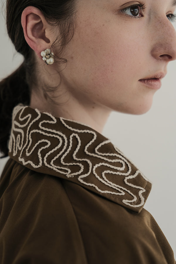 Cord Embroidered Collar Blouse
