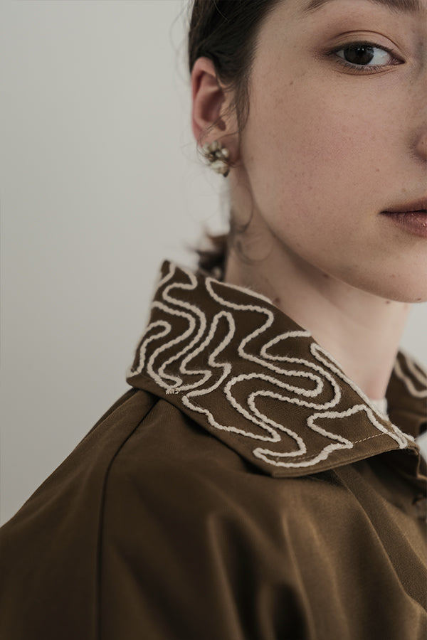 Cord Embroidered Collar Blouse