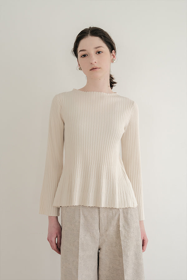 Flared Drape Rib Pullover