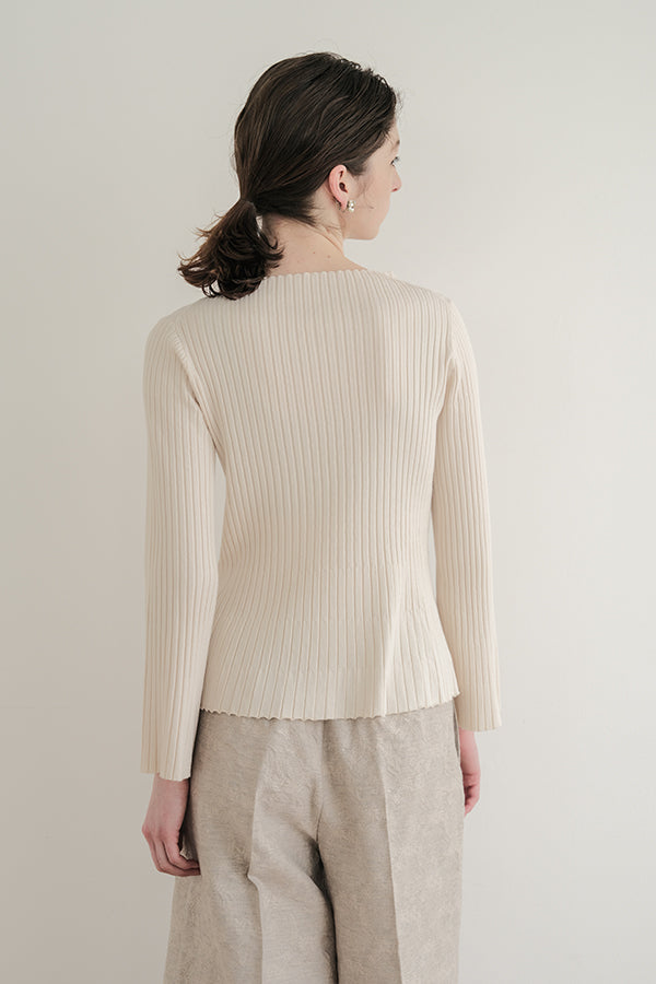 Flared Drape Rib Pullover