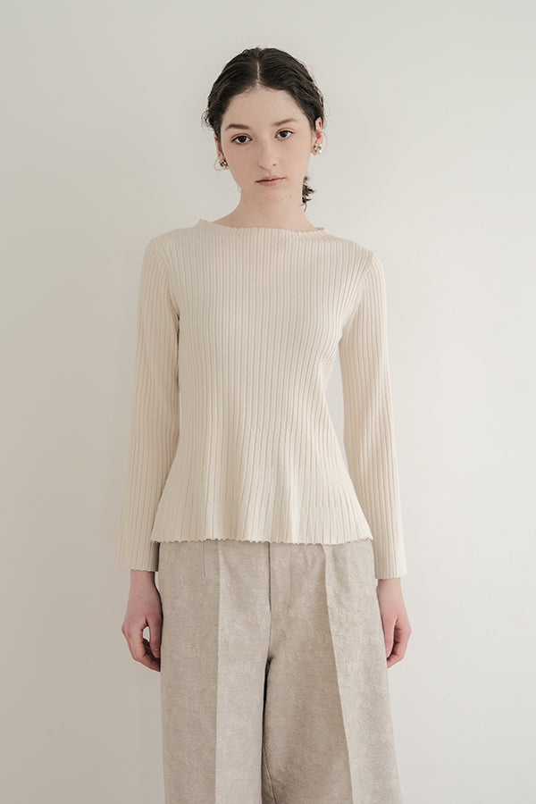 Flared Drape Rib Pullover