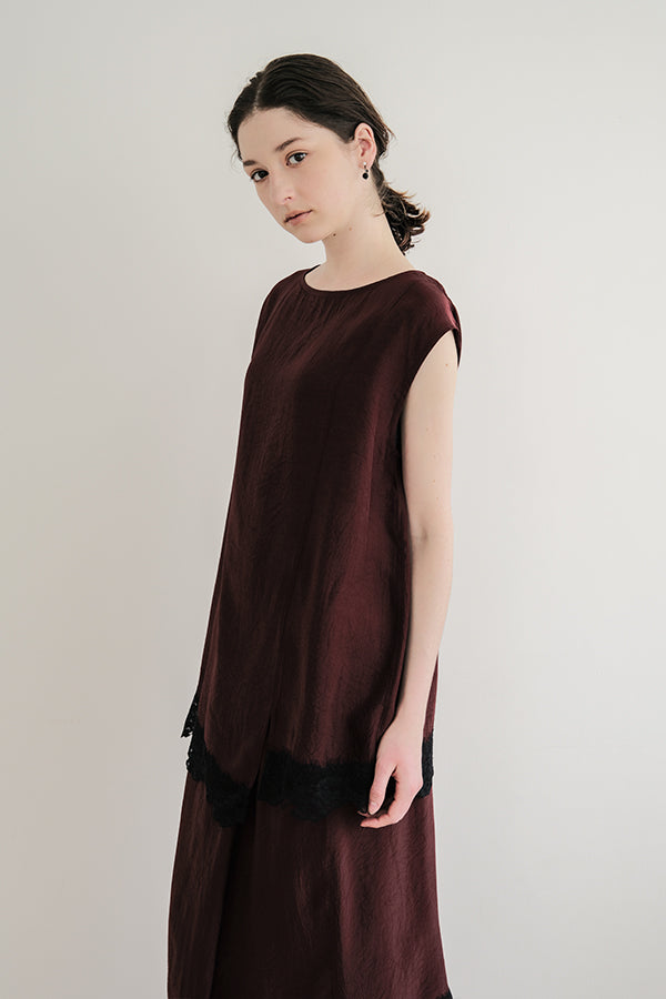 Boat Neck Pullover with Lace Hem