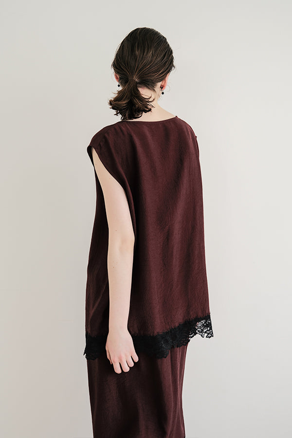 Boat Neck Pullover with Lace Hem