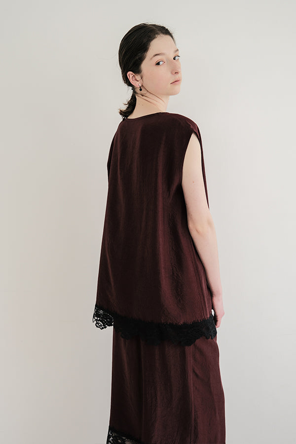 Boat Neck Pullover with Lace Hem
