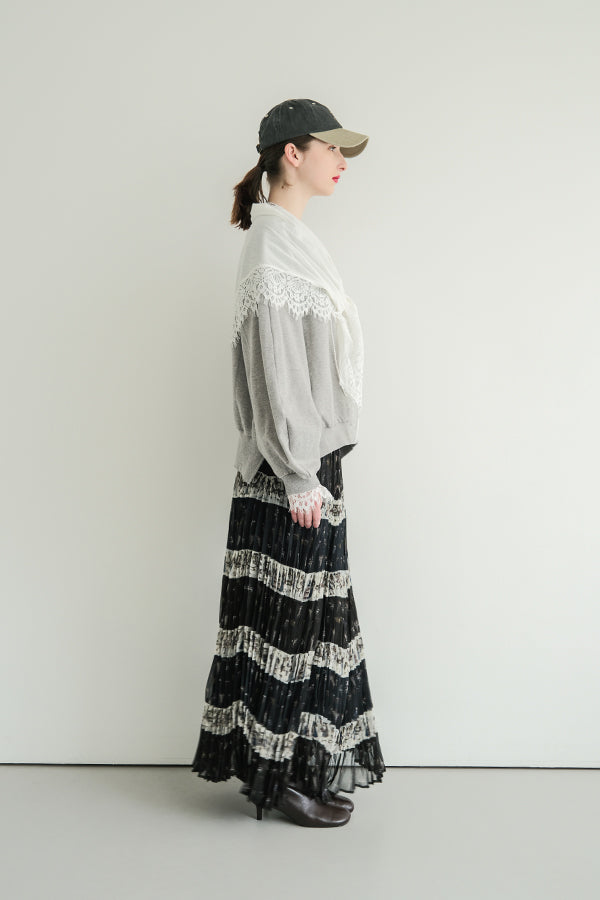 French Terry Pullover with Lace Cape
