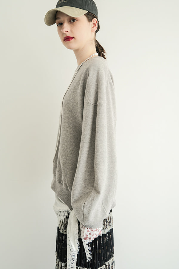 French Terry Pullover with Lace Cape