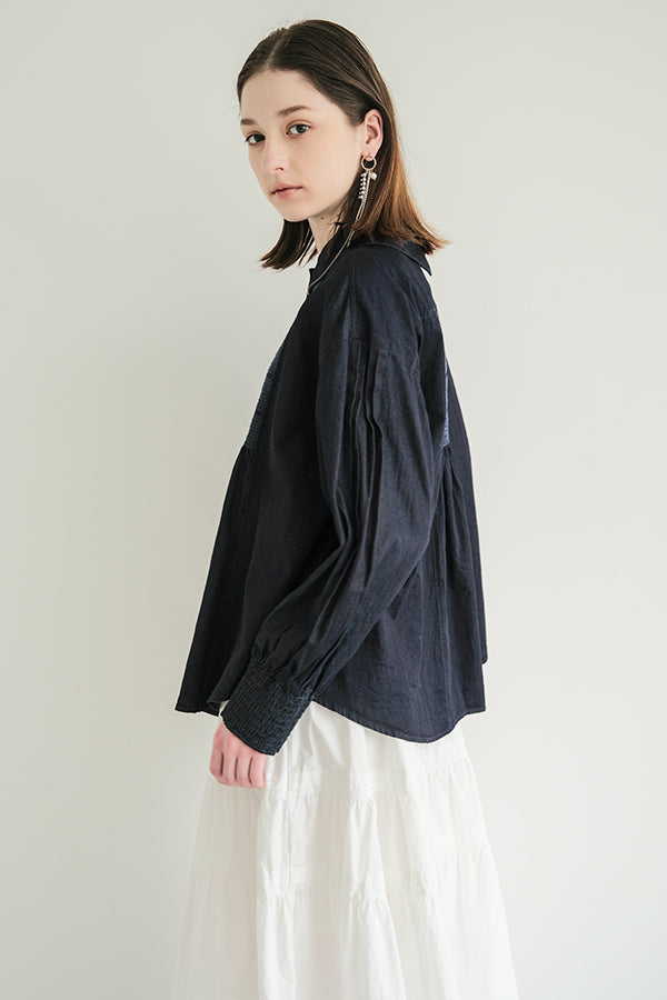 Shirred Denim Shirt