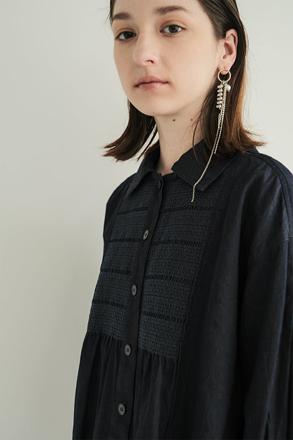 Shirred Denim Shirt