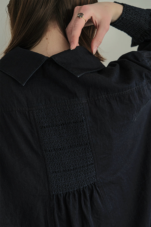 Shirred Denim Shirt