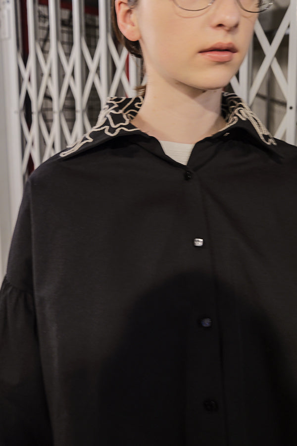 Cord Embroidered Collar Blouse