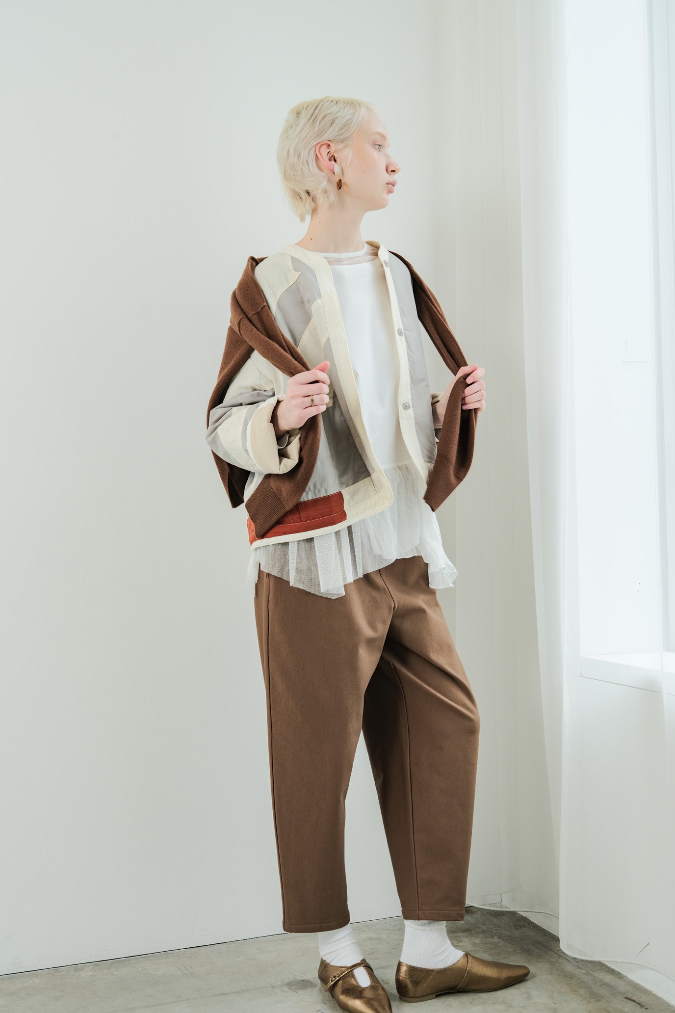 Tulle & Washed Peplum Pullover