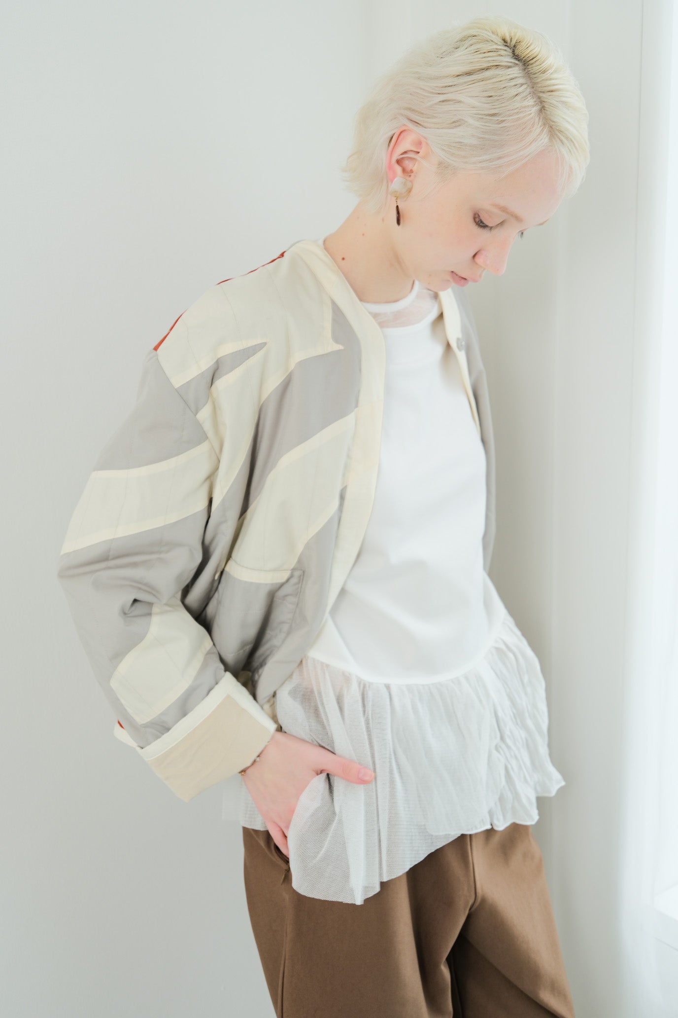 Tulle & Washed Peplum Pullover