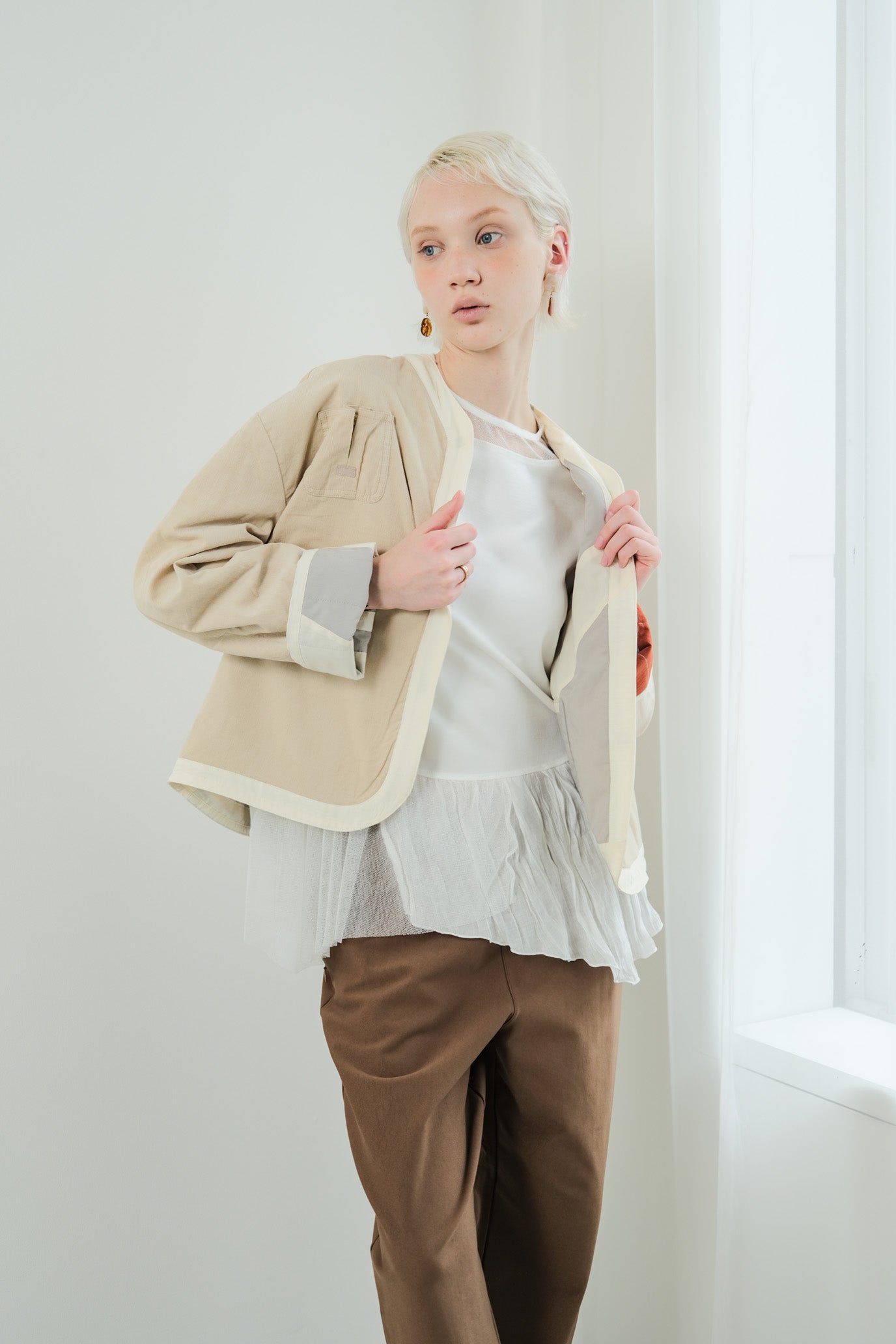 Tulle & Washed Peplum Pullover