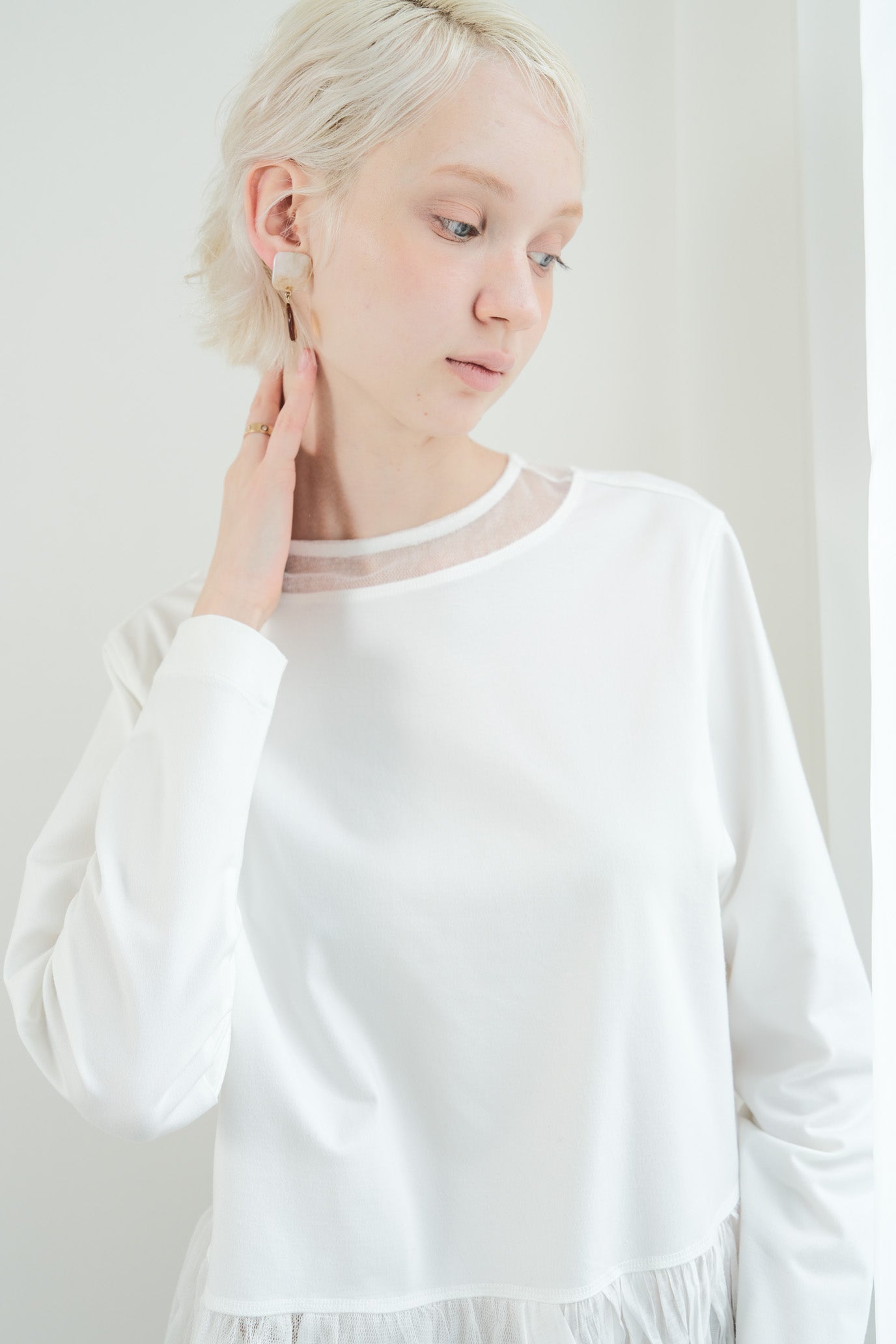Tulle & Washed Peplum Pullover