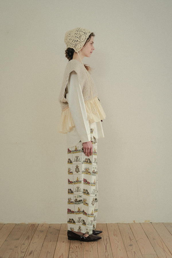 Vintage Scarf Print Trousers