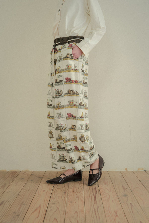 Vintage Scarf Print Trousers