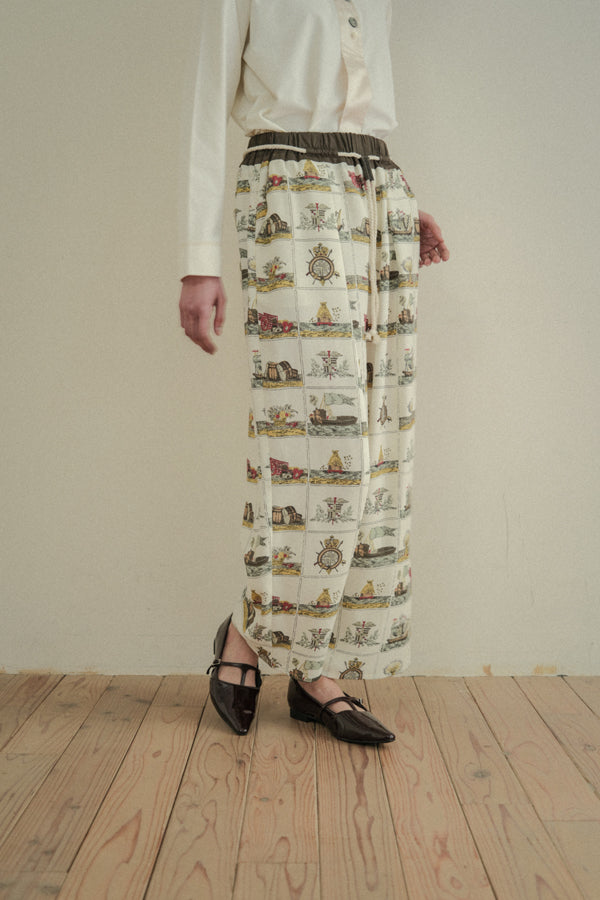 Vintage Scarf Print Trousers