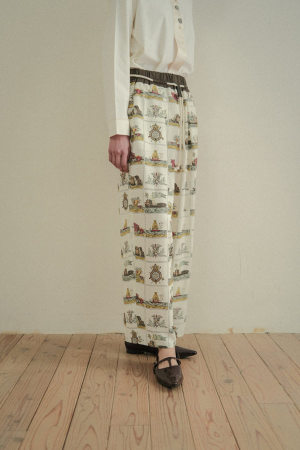 Vintage Scarf Print Trousers