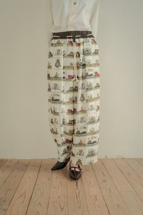 Vintage Scarf Print Trousers