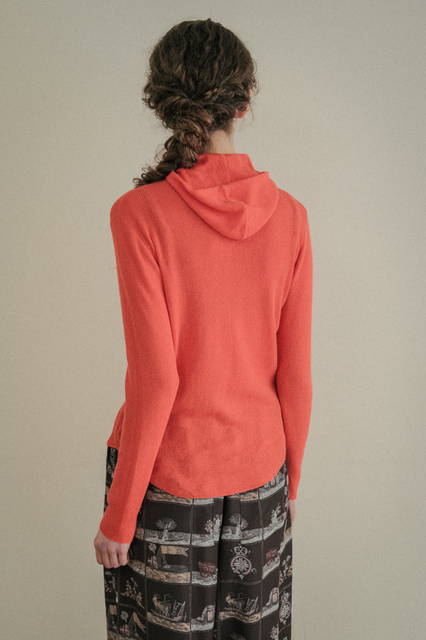 COCOCHI Rib Hooded Round Hem Pullover