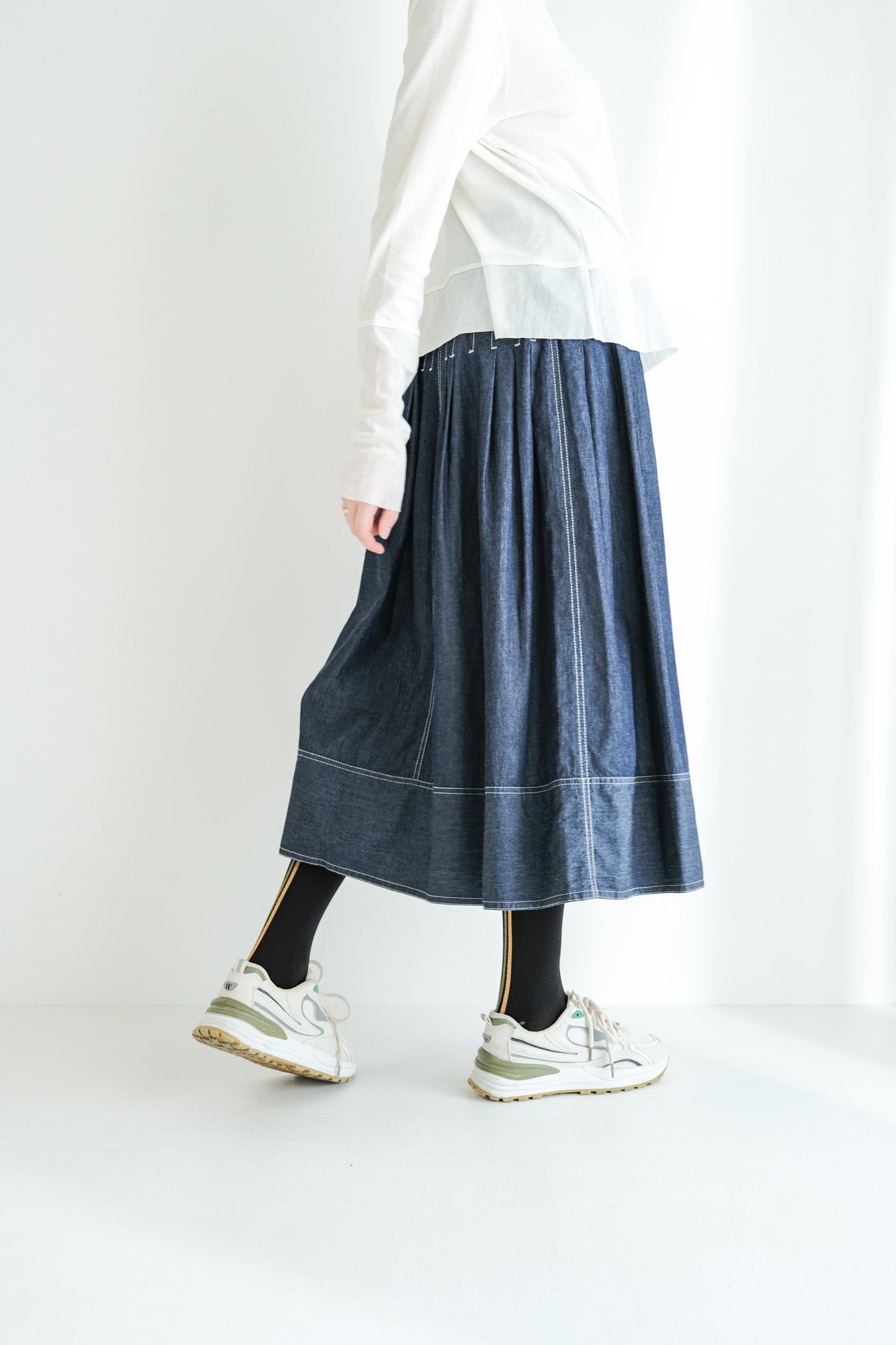 Denim Tuck Skirt
