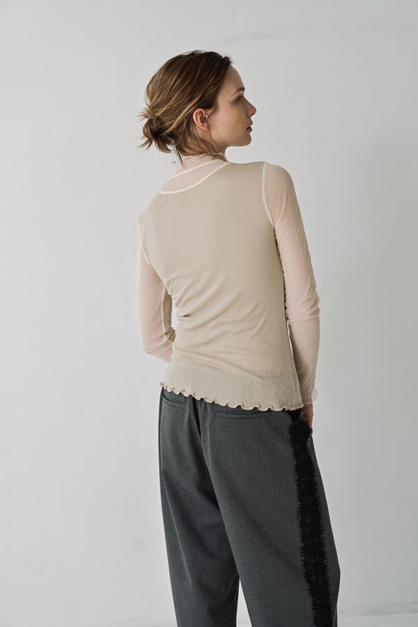 Mesh High Neck Pullover