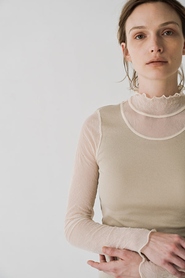 Mesh High Neck Pullover