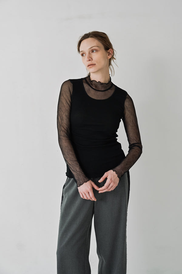Mesh High Neck Pullover