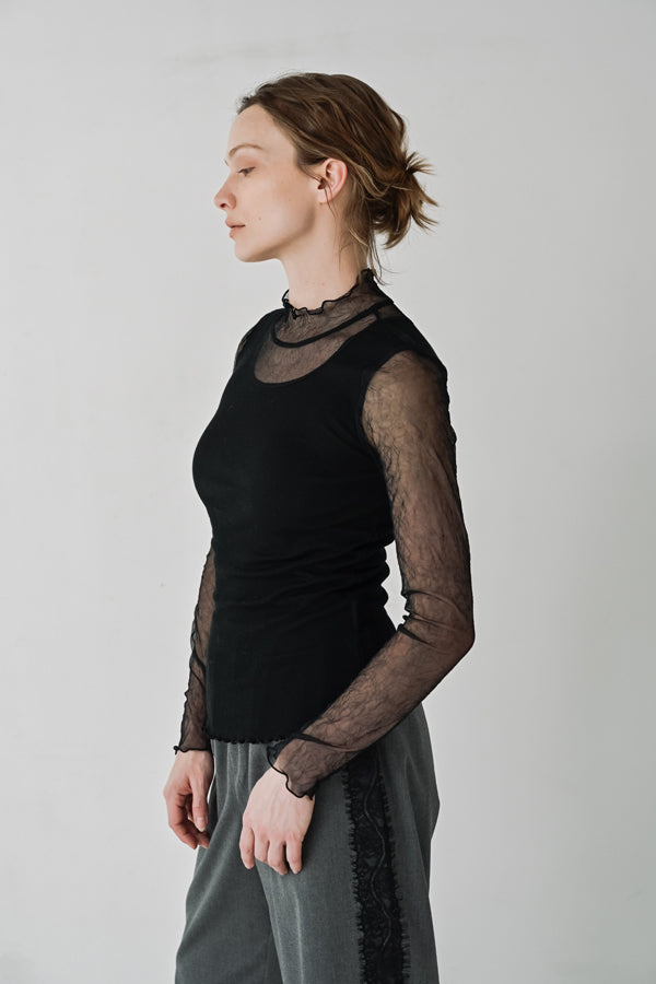 Mesh High Neck Pullover
