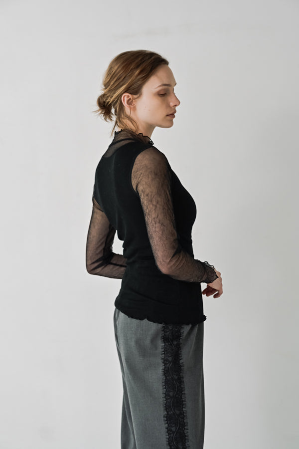 Mesh High Neck Pullover