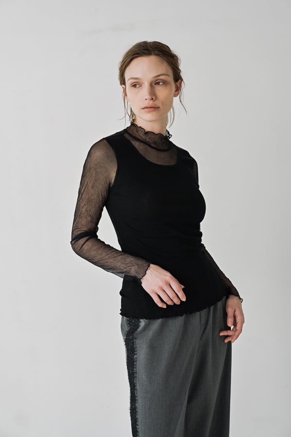 Mesh High Neck Pullover