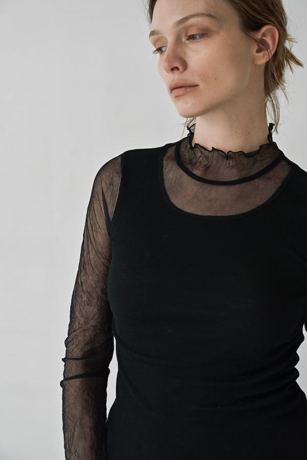 Mesh High Neck Pullover